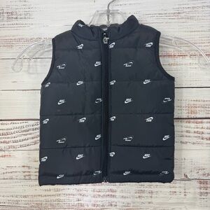 Nike Kids Black White logo size 18 month full zip unisex Puffer‎ Vest